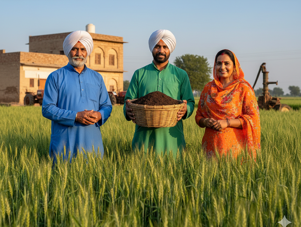 गेंहू की Organic फसल में Vermicompost
